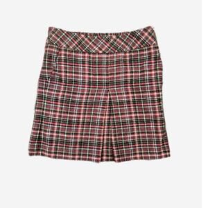 Ann Taylor Loft Wool Blend Mini Skirt Petite 00 Academia Plaid Holiday Festive